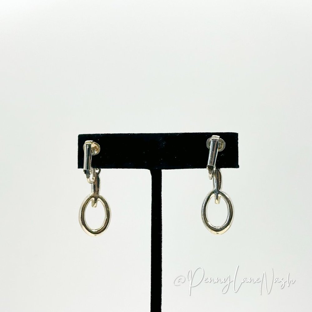 Vintage Rhinestone Oval Drop Earrings - Picture 7 of 8